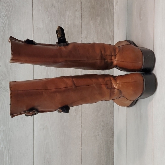 Clarks Women Tamro Spice Tan Leather Tall Riding Moto boots shoes sz 9M - Picture 6 of 14